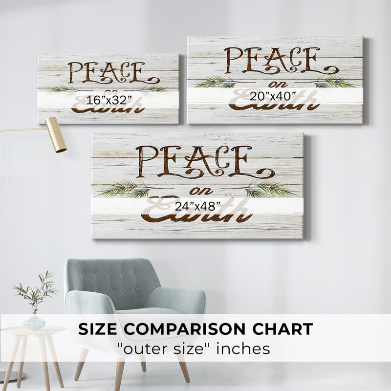 Peace on Earth Sprigs- Toile tendue avec châssis - Prêt à accrocher, H 16 po x l 32 po