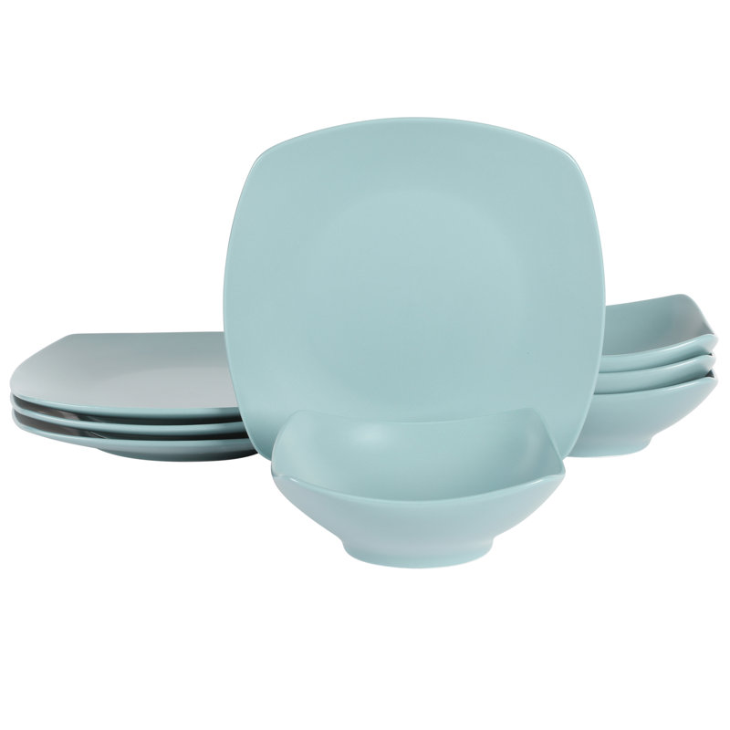 8 Piece Dinnerware Set, Service for 4, Matte Blue