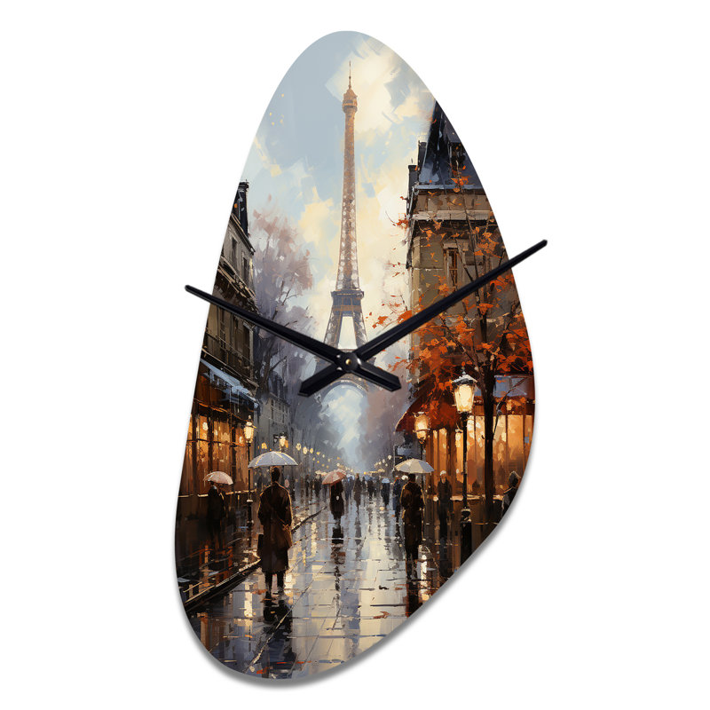 Eiffel Paris In 19 Century - Paris, horloge murale asymétrique en métal, Moyenne