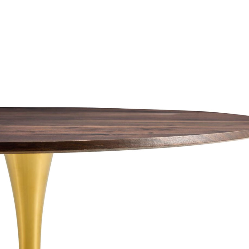 Table de salle à manger en bois naturel, table ronde 80 cm, pieds dorés et table de salle à manger stable, 80 cm, sièges confortables