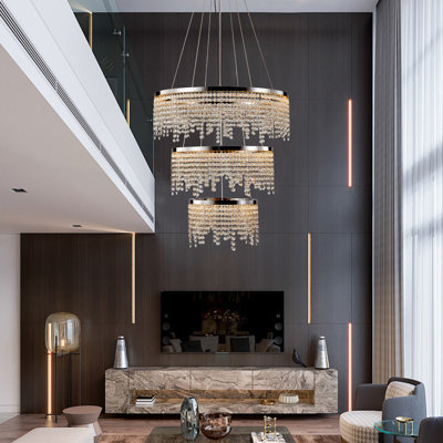 1-Chrome transparent crystal Chandeliers adjustable brightness LED