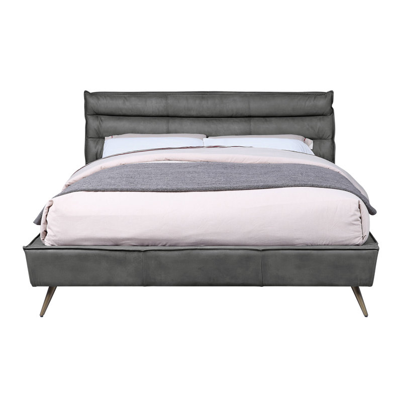 Divina Upholstered Platform Bed, Gray, Queen