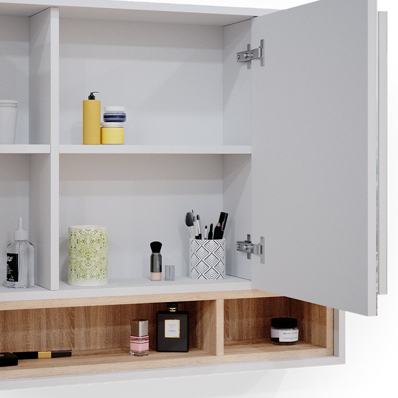 80cm x 72cm Surface Mount Mirror Cabinet, White