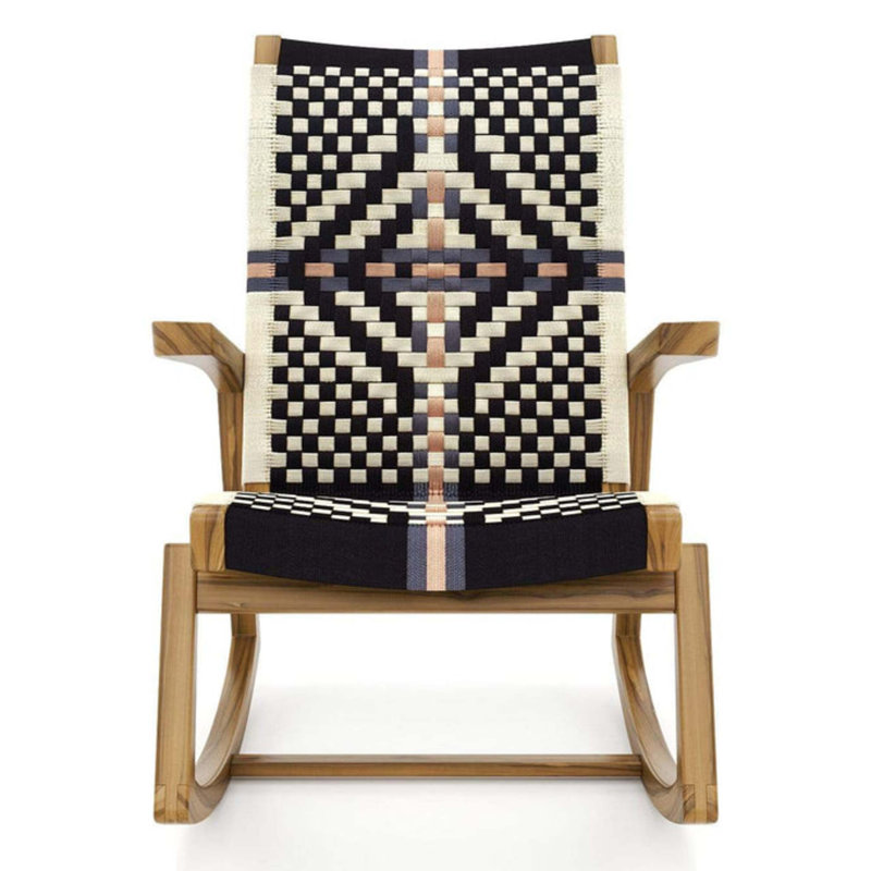 Chaise berçante Amador, Motif colonial, Naturel