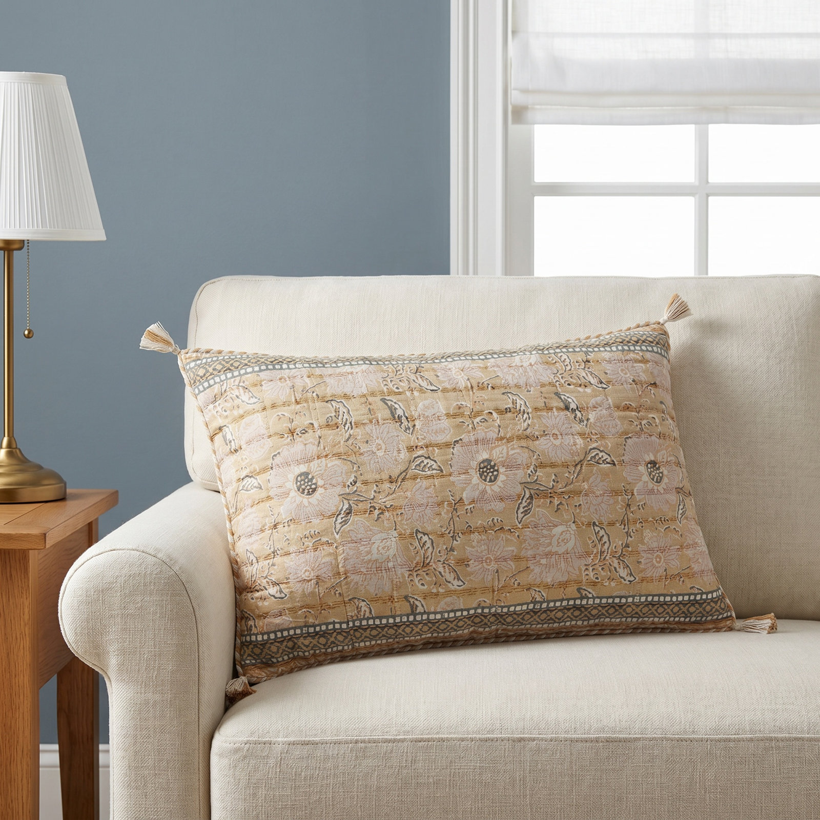 Tassels Lumbar Throw Pillow, Down