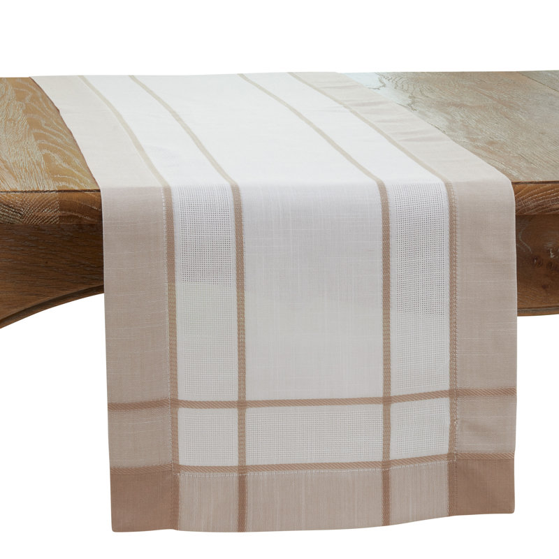 Althoff Striped Table Runner, Natural, 90'' x 16''