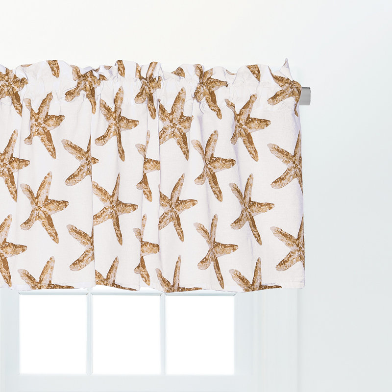 White Cotton Coastal Starfish Print Valance Set