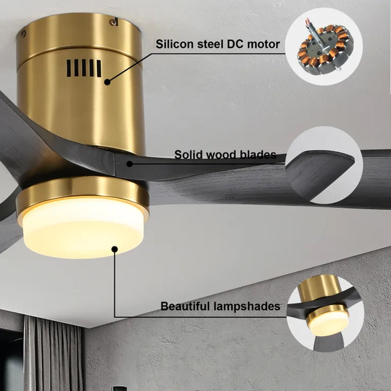 52 " Ceiling Fan with Light Kit, Gold, Black