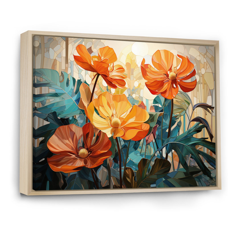 Tropical tropical et feuillage vert II sur toile, H 24 po x l 32 po x P 1 po, Cadre naturel flottant