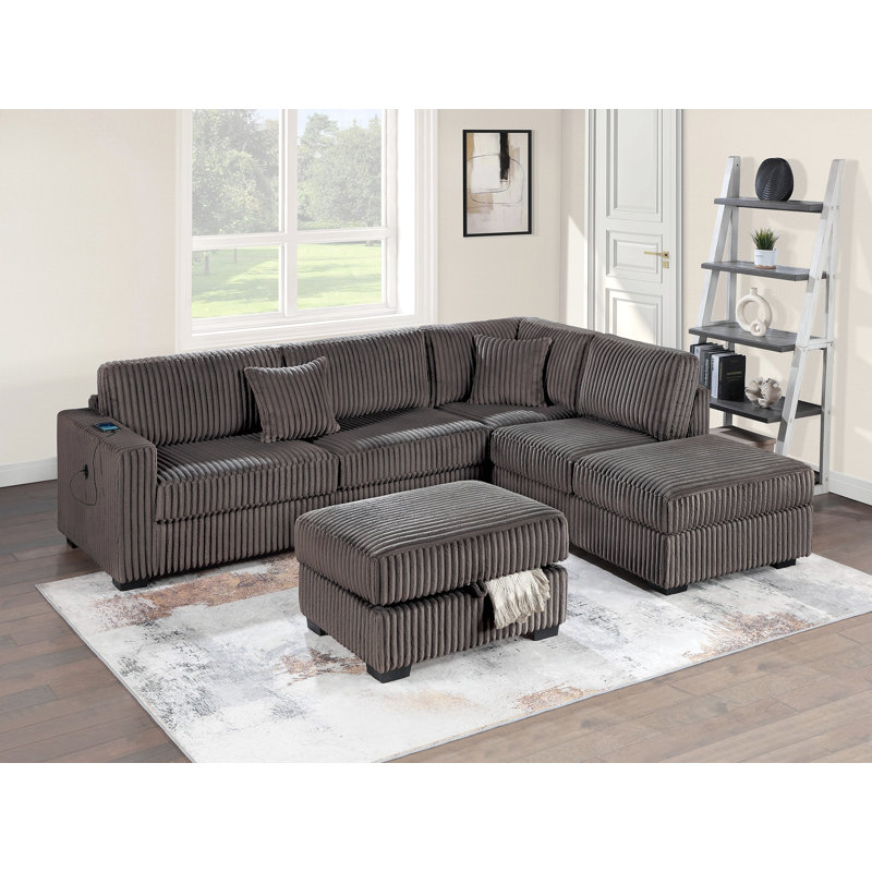 Ensemble de 3 coussins de canapé rembourrés larges Welt Corduroy, Chocolat