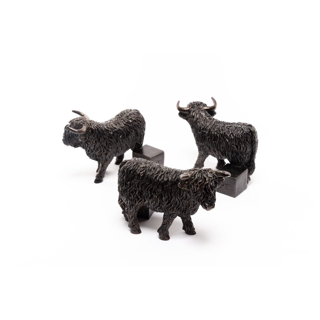 Highland Cow Bronze Coloured Planter Feet In Gift Box (Set of 3) Jardinopia