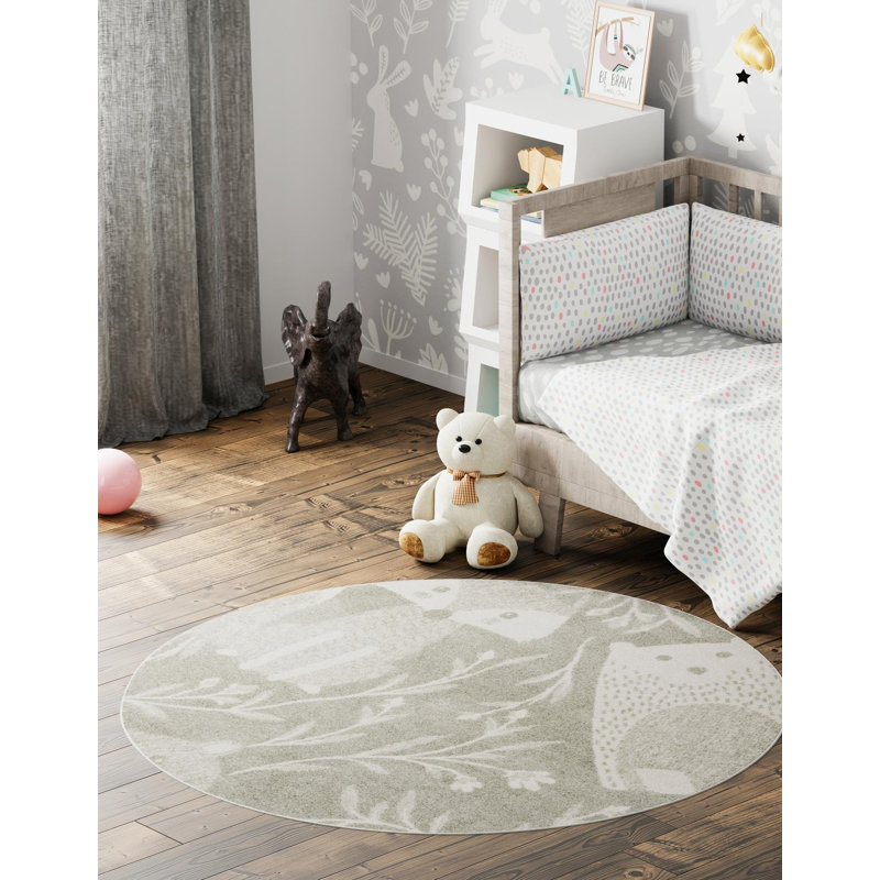 Whimsy Machine Woven Polypropylene Plastic Rug, Round 5'3"