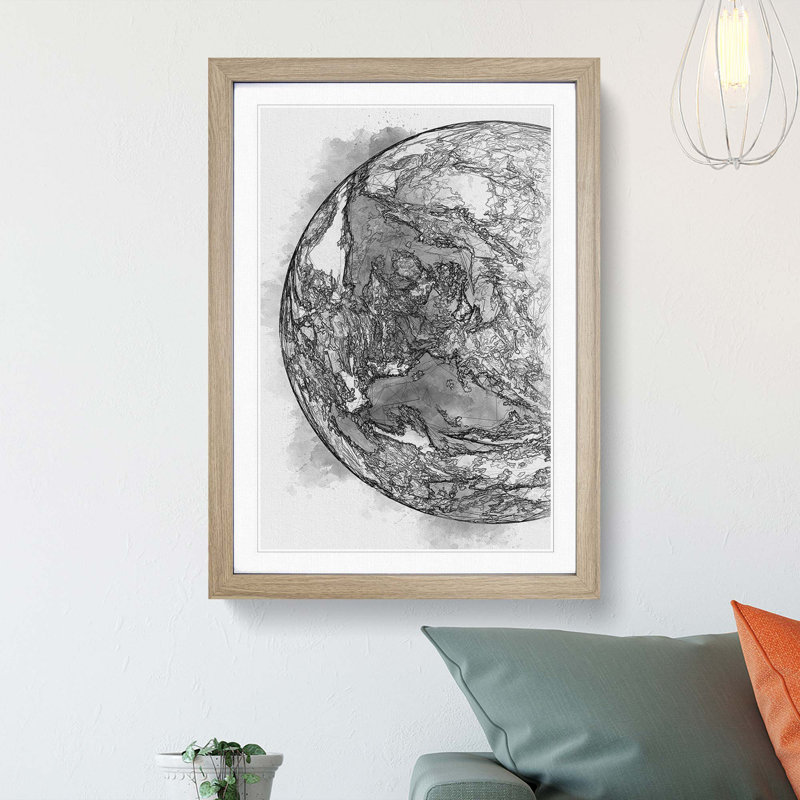 Amazing Image of Earth in Abstract Art - Picture Frame Graphic Art Print, 48cm H x 36cm W x 2cm D, Oak Framed