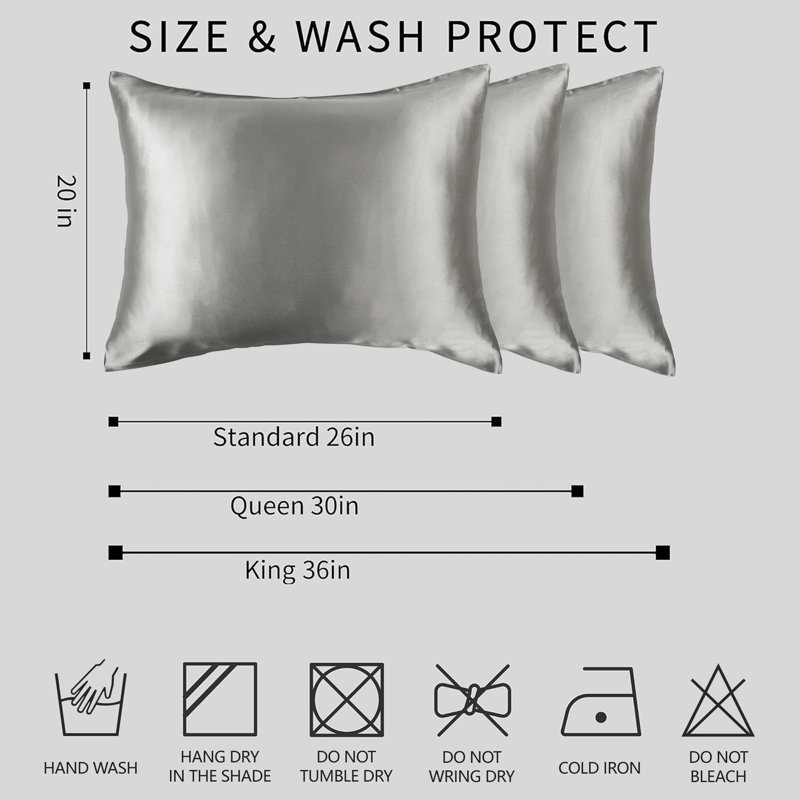 Taie d'oreiller 100% soie de mûre, Taies d'oreiller pour grand lit, Gris moyen