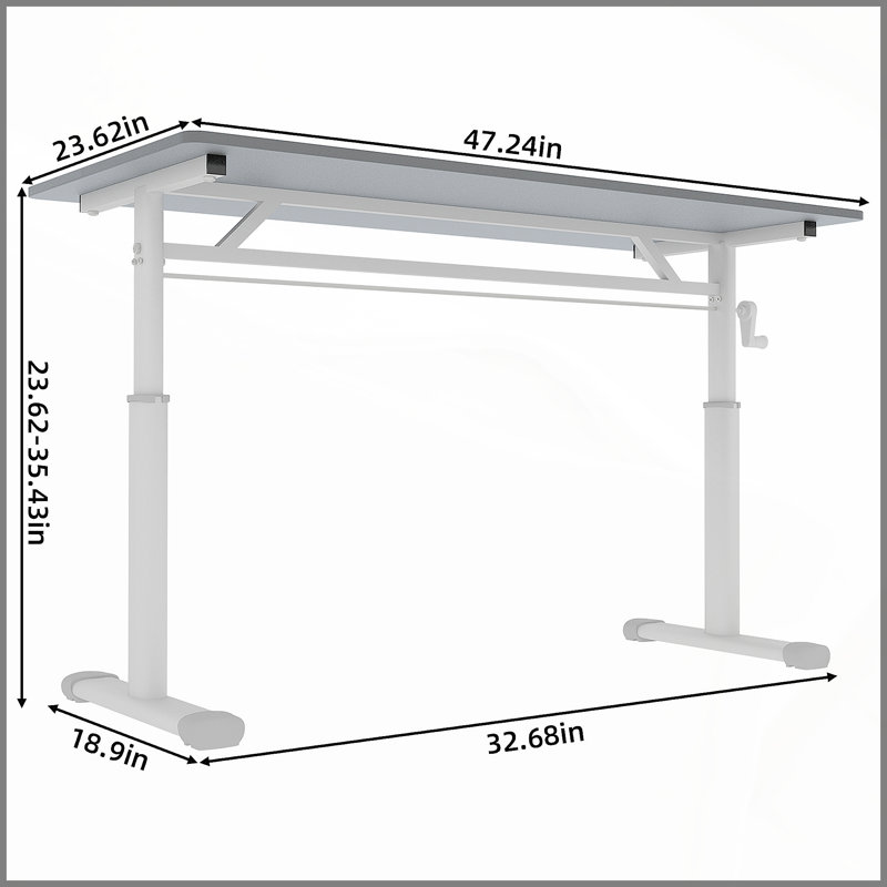 Bureau d'étude réglable pour enfants et adultes à hauteur réglable et polyvalent, 35.43" H x 47.24" W x 23.62" D, Grey/White