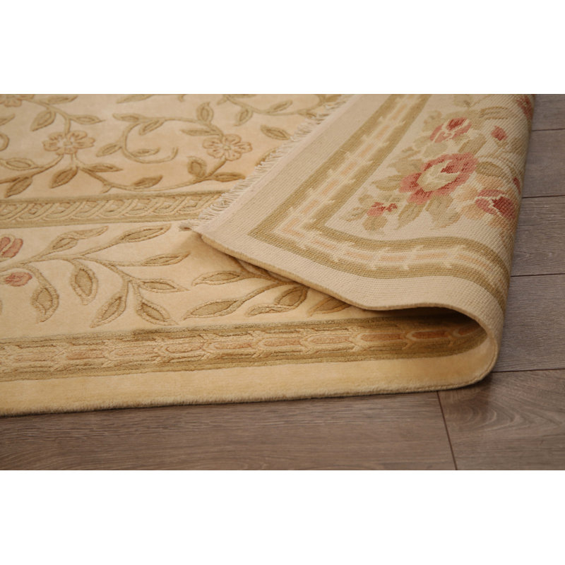 Wool Oriental Area Rug in Biscuit, Runner 2'7" x 9'8"