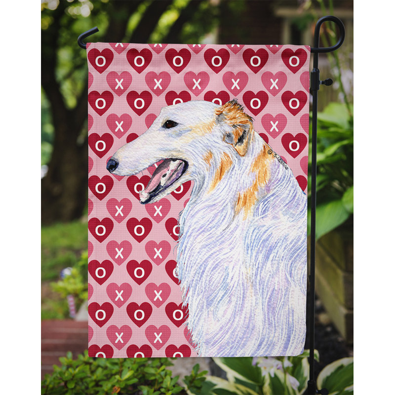 Drapeau de jardin à 2 côtés Avariella Cooper Love and Hearts, Barzoï