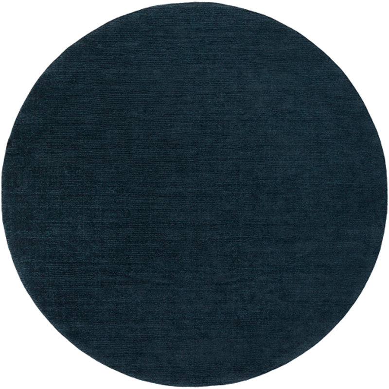 Tapis bleu foncé en laine Crowe, Rond 8 pi