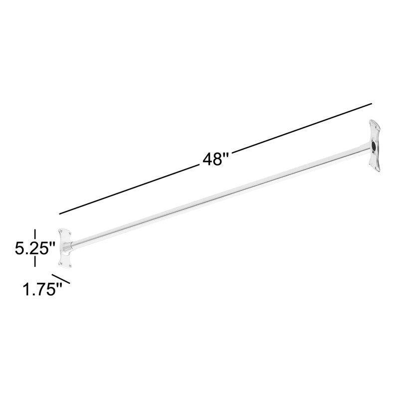48" Brass Straight Shower Curtain Rod, Matte Black