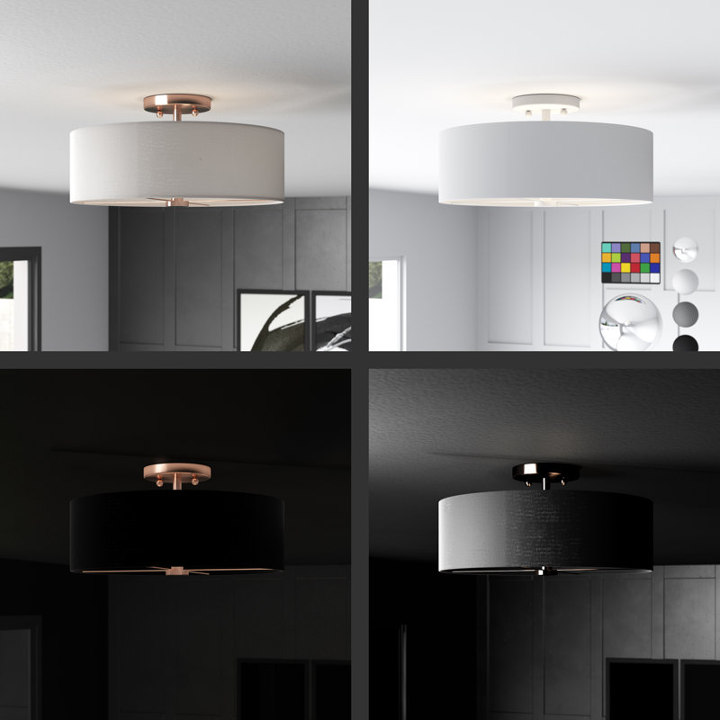 Adilyn Fabric Semi Flush Mount, Brushed Nickel