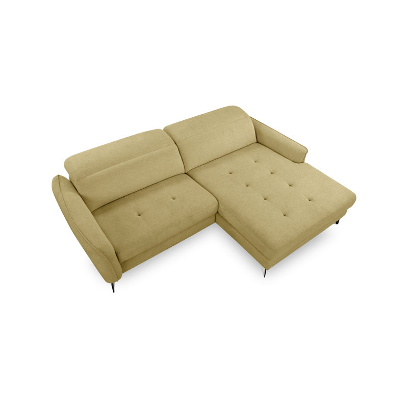 Morpeth Power Reclining Upholstered Corner Sofa in Chenille Fabric with Adjustable Headrests, Light Green, Right Hand Facing