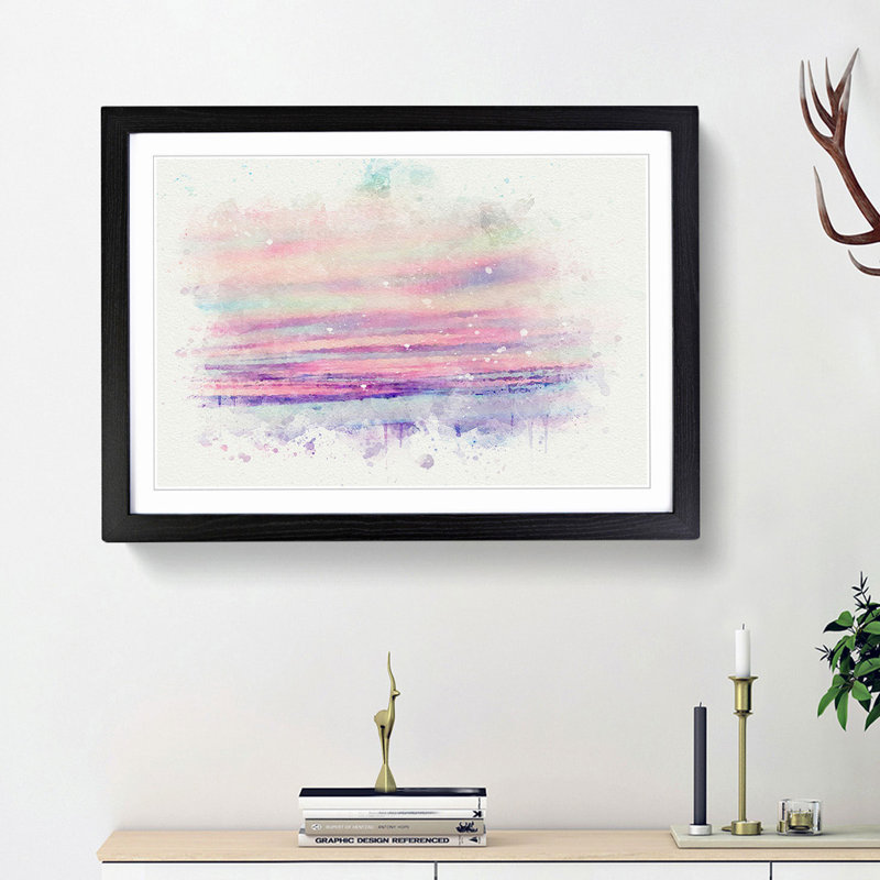 Pastel Sky in Abstract - Framed Print, 48cm H x 65cm W x 2cm D, Black Framed