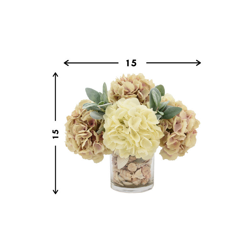 White And Mauve Hydrangea Bouquet With Shells