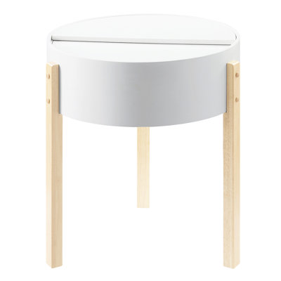 Table de bout avec rangement caché - blanc et naturel pour pièce