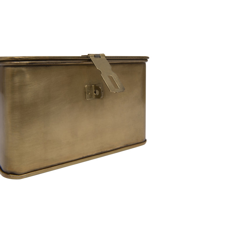 Lesli Square Decorative Metal Boxes with Lid, Gold