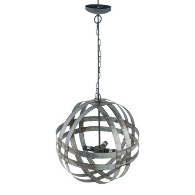 4 - Light Galvanized Chandelier, Hanging Light Fixture With Adjustable Chain For Kitchen Dining Room Foyer Entryway, Bulb Not Included