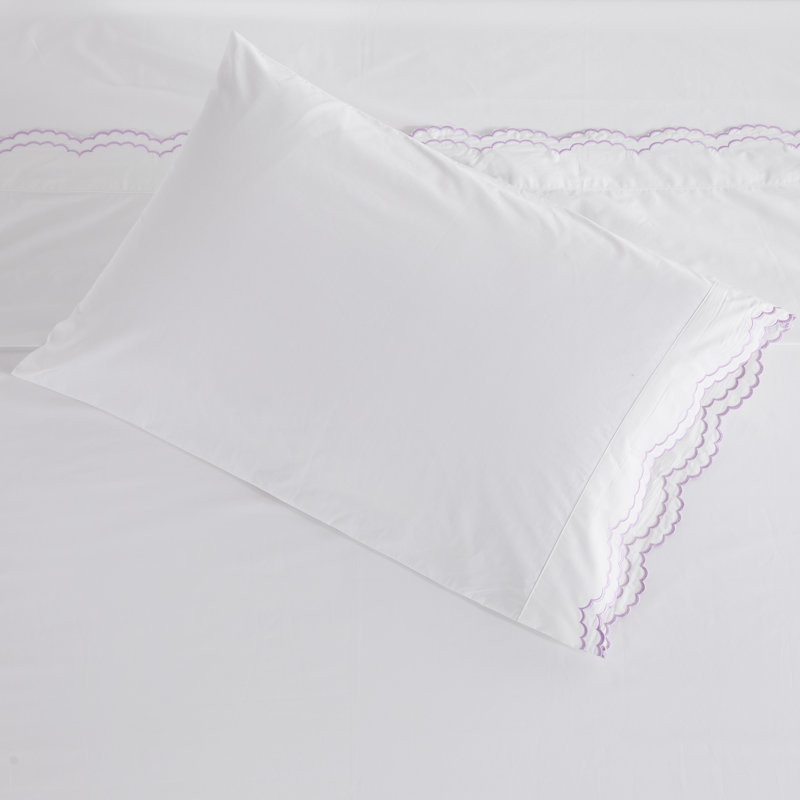 Bara Sheet Set, Twin Sheet Set with 1 Pillowcase, Purple/White