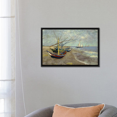 "Bateaux de pêche sur la plage aux Saintes Maries de la Mer" par Vincent van Gogh, reproduction d'art sur toile