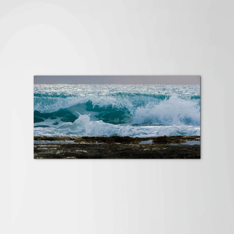Wave by Art Studio 50cm H x 100cm W High Quality Print on Frameless Panel, Lightweight, Ready to Hang, MetalArt Materic