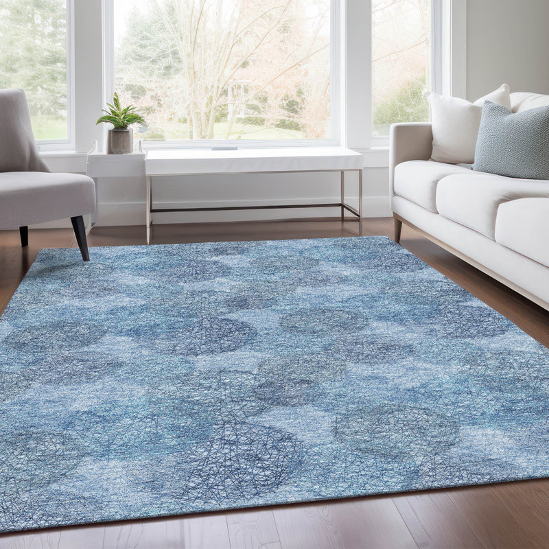 Tapis en denim de qualité supérieure lavable à la machine Prisco, Rectangulaire 8 pi x 10 pi