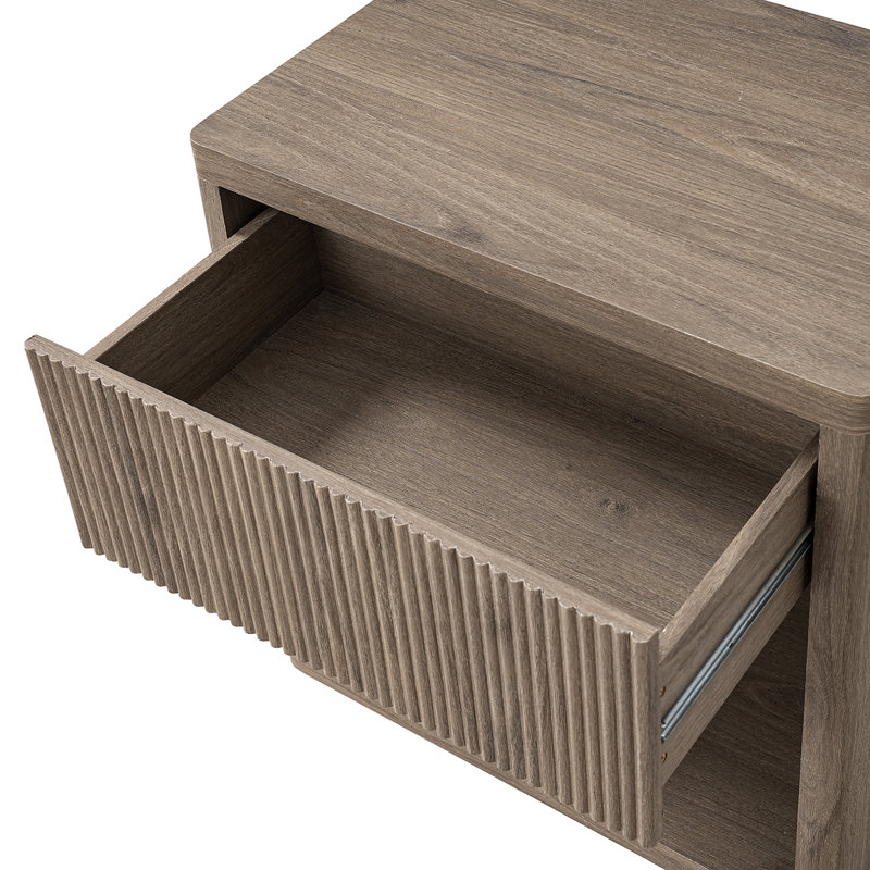 Table de chevet avec table de chevet avec rangement et tiroir, Brun cendré