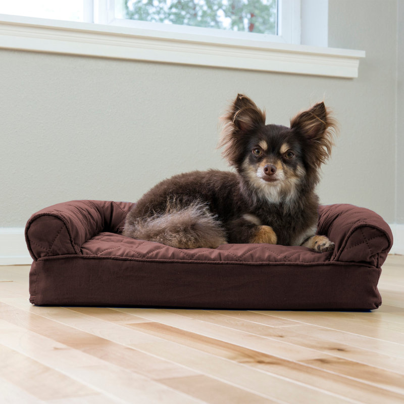 Quilted Orthopedic Bolster Sofa Pet Bed, Coffee, Jumbo (40" W x 32" D x 8" H), Orthopedic Foam