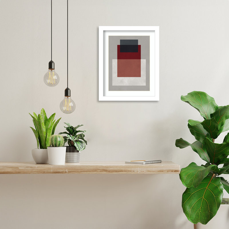 Impression d'art mural encadré «Overlapsing géométrie 8» par Pavier Wood, Blanc svelte, H 13 po x l 11 po