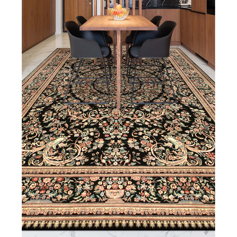 Hand Knotted Wool Oriental Area Rug in Black