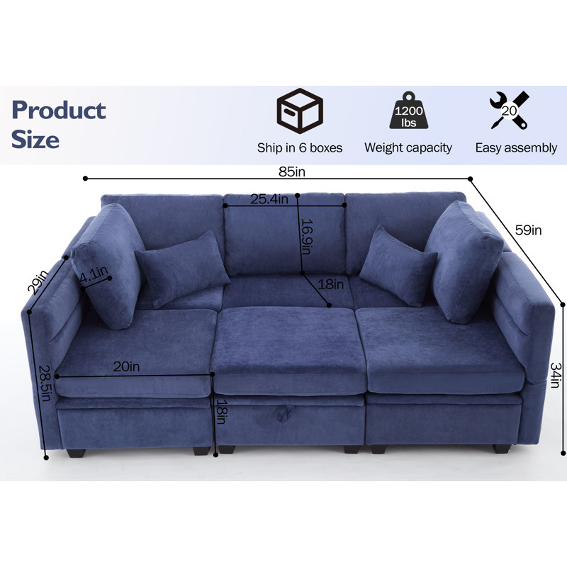 Sectional Sofa Couch Bed With Storage