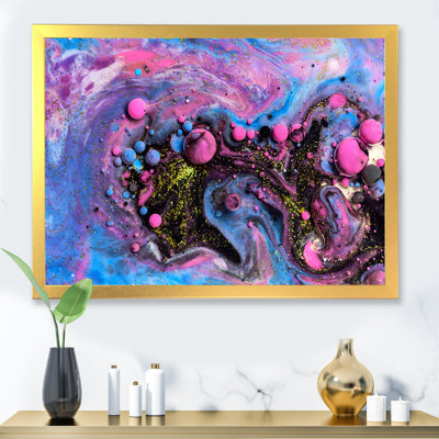 «Pink and Blue Luxury Abstract Fluid Art», reproduction sur toile