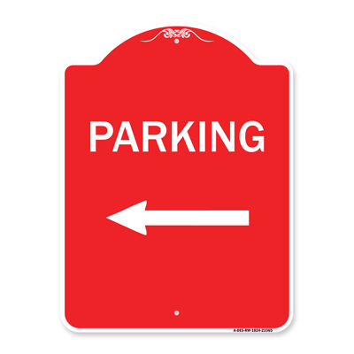 Signmission Designer Series Sign - Parking Sign & Post Kit | Red & White 18" X 18" Heavy-Gauge Aluminum Architectural Sign | Protect Your Business & M