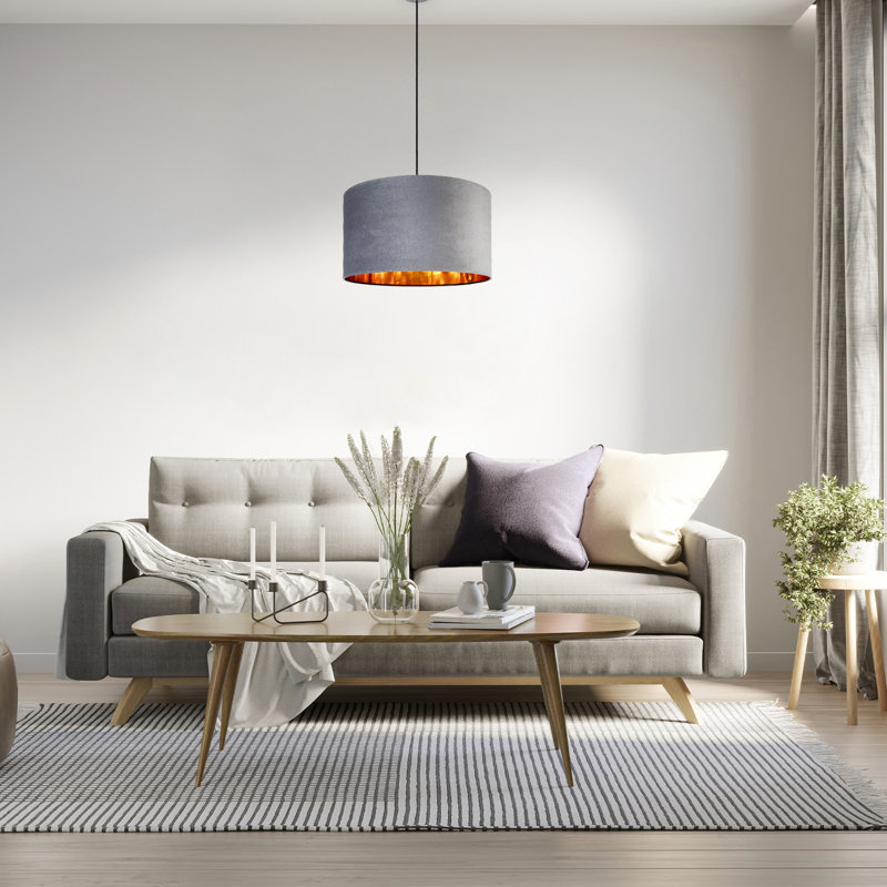 Ishmael 1 - Light Drum Pendant, Grey, Black