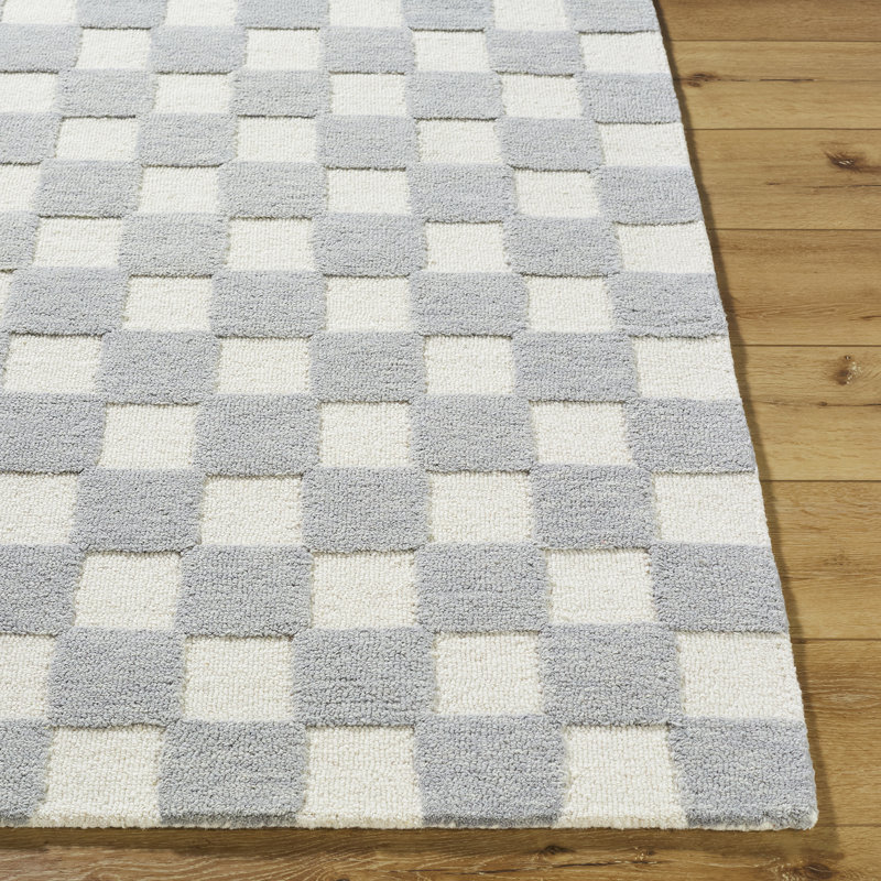 Moroccan Wool Hand Tufted Area Rug, Pewter/Ivory, Rectangle 183 x 275 cm