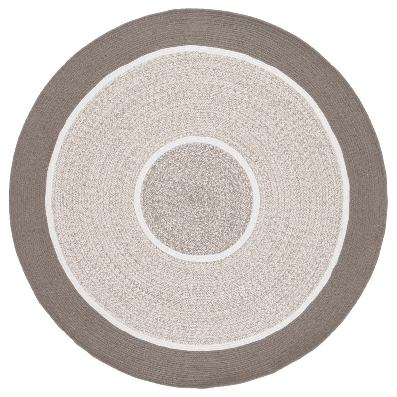 Tapis tressé 752 gris foncé / beige, Rond 5 pi