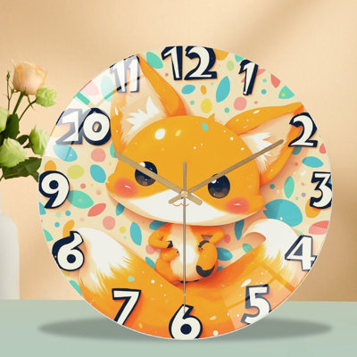 Horloge murale mignonne avec renard orange