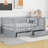  Wood Daybed with Fence Guardrails, 2 Storage Drawers, Convertible Floor Bed, and Shelving for Multi-Functional Use-428891072