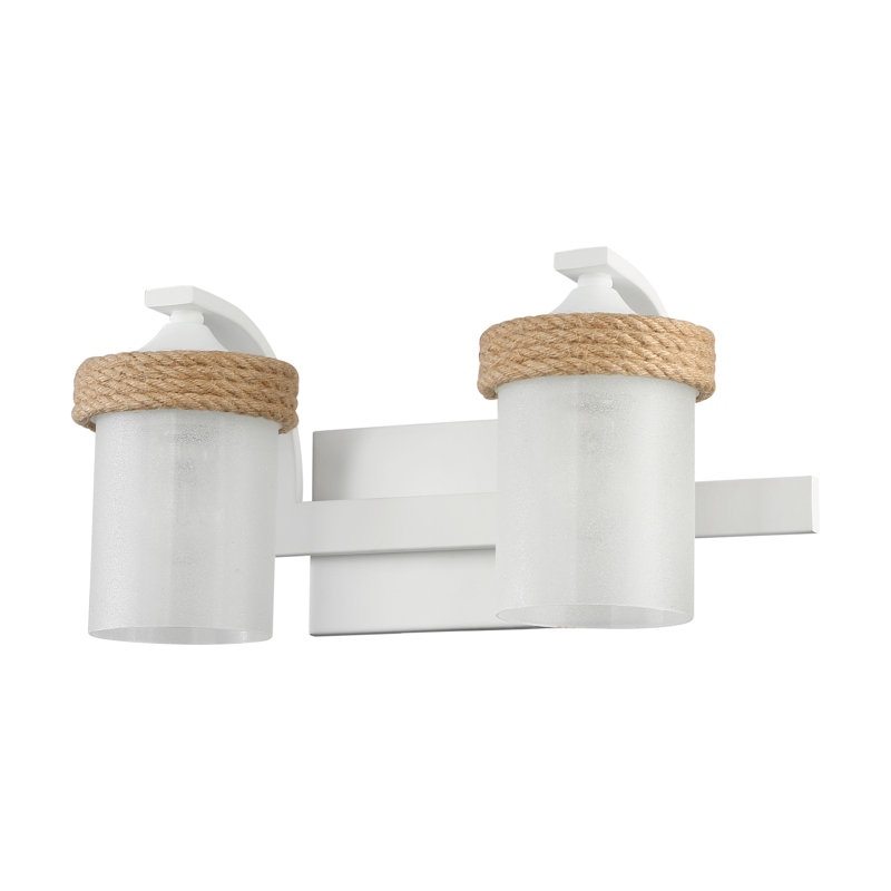 Chatham 2-Light Vanity Light in Natural White with Clear Sandblasted Glass