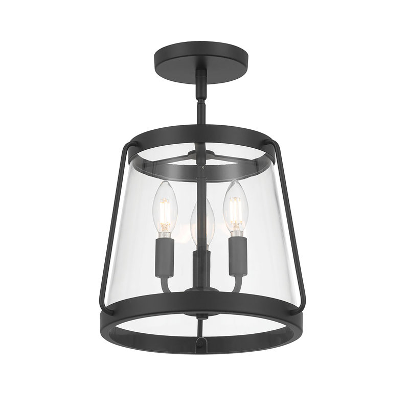 Plafonnier semi-encastré 3 lumières Adabella, Noir mat