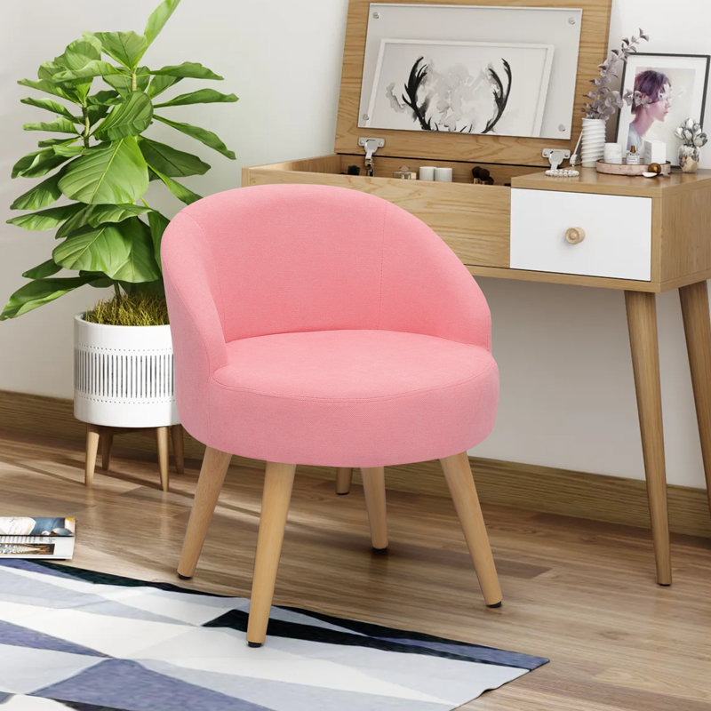 Tabouret de coiffeuse en bois massif avec dossier Franke pour le salon, la chambre à coucher, Rose
