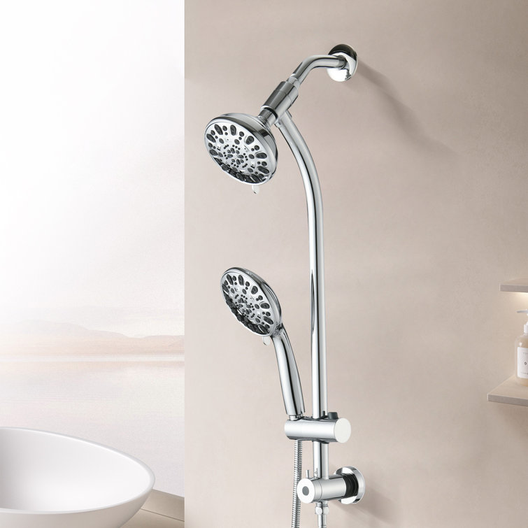 Wall Mounted,Slide Bar Combo Rain Showerhead,Dual Shower Head,No Rough-In Valve